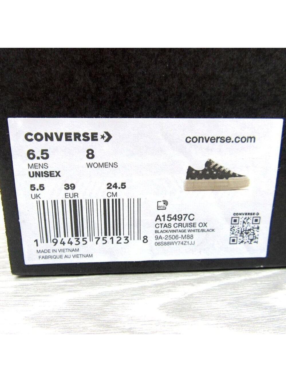 Converse CTAS Cruise Archive Stars OX  Women's Size 8 Black Shoes NEW - Picture 14 of 14